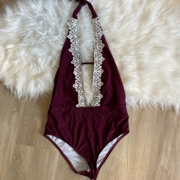 𝅺Shein Burgundy One Piece Bathing Suit - Picture 7 of 7